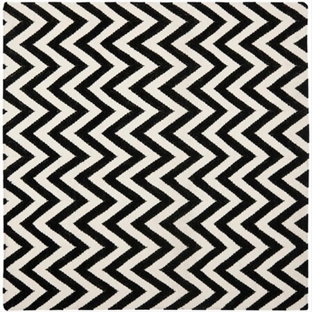 Safavieh 6 ft. x 6 ft. Square Contemporary Dhurries- Black and Ivory- Flatweave Rug DHU557L-6SQ